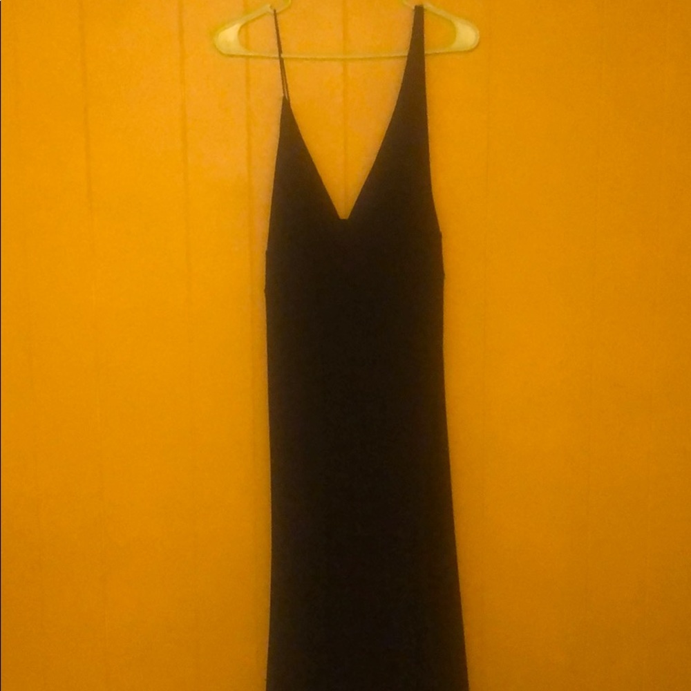 Asymmetrical black floor length dress